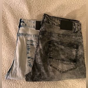 2 pair of distressed denim Encrypted NYC designer jeans size 36/32